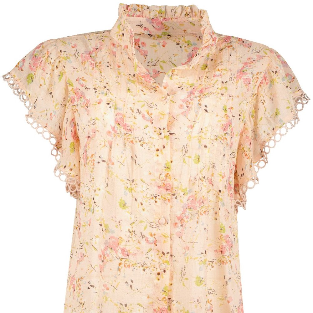 NWT Bishop And Young Good Vibrations Gabrielle Flutter Sleeve Top In Romance Pri